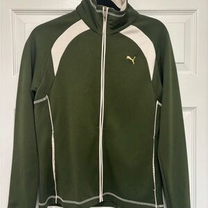Puma Olive & White Full-Zip Track Jacket